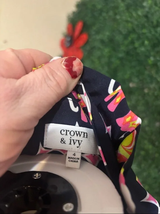 Sleeveless Navy Elephant Print Shift Dress - Pink & Yellow Accents - Picture 6 of 8